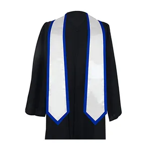 Vente en gros dernier satin polyester vierge personnalisé 72 "Étole de graduation Ceinture de graduation avec garniture