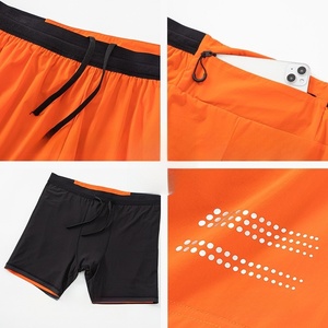 Pantalones cortos deportivos 2 en 1 con puntos reflectantes para hombre, logotipo personalizado, nailon, transpirable, de secado rápido, para gimnasio, correr, envío DDP - Product Image 4