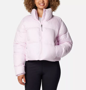 Veste matelassée courte confortable pour femme, rose, OEM, fermeture éclair intégrale, respirante, d'hiver, en duvet, pour la vente en gros - Product Image 2