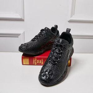 Scarpe da Uomo Nere in Pelle di Alligatore 100% Coccodrillo, Eleganti e Comode con Lacci - Product Image 5
