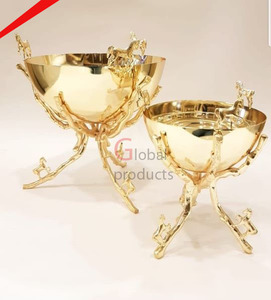 Decorative butterfly <b>Bowl</b> <b>Stainless</b> <b>Steel</b> and Brass Base <b>Bowl</b> for Weddings Hotels Decor - Product Image 2
