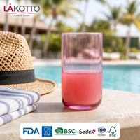 Verre sans pied LAKOTTO Commercial 440 ml en cristal rose, corps haut, pour service de salle à manger d'hôtel, verrerie en gros, logo OEM