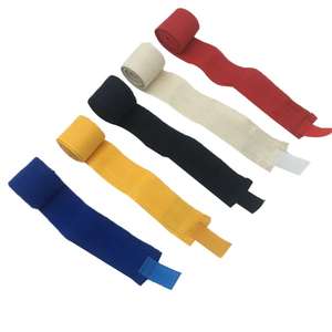 Venta al por mayor de algodón amarillo de alta resistencia/poliéster Kickboxing MMA envolturas de mano con logotipo personalizado boxeo Muay Thai entrenamiento de protección de manos - Product Image 4