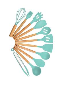 Espátula de resina y cuchara de madera con soporte, utensilios de cocina, cuchara de cocina de madera Natural para el mejor color superior - Product Image 5