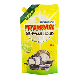 Yapışmaz mutfak eşyaları ve tabak temizleme için doğal limon % çim yağı sıvı deterjan ile Pitambari bulaşık yıkama sıvısı (poşet) satın alın