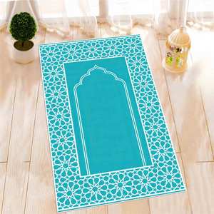 Alfombra de Oración Islámica Azul: Decoración Musulmana para el Hogar Impresa en 3D, Alfombra Delgada No Tejida - Product Image 3