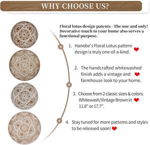 Plateau de table basse décoratif en bois rond: centre de table rustique boho lavé plateau de service décor de ferme blanc pour comptoir de cuisine - Product Image 5