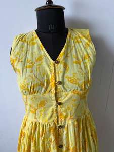 Vestido Maxi de Algodón con Estampado Floral, Estilo Cuello en V, Vestido con Nudo en el Hombro y Estampado Tie-Dye, Vestido Maxi sin Mangas con Estampado Floral - Product Image 3