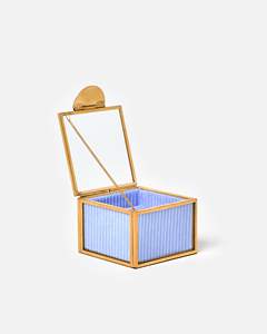 Caja de anillo de cristal de diseño Vintage organizador de joyas hecho con marco de pulido de oro de vidrio y metal para compromiso de boda de cumpleaños - Product Image 1