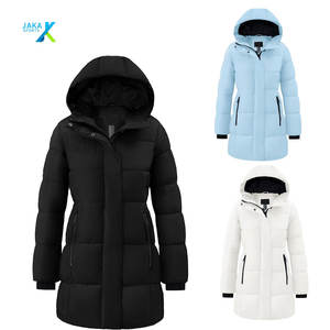 Abrigo de Invierno para Mujer, Chaqueta Larga Acolchada, Impermeable, con Capucha, Aislante para la Nieve, Ropa Exterior Informal, Tejida y Transpirable - Product Image 1
