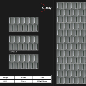 กระเบื้องเซรามิกติดผนังขนาด 300x600 มม. สำหรับห้องน้ำและห้องครัว ผิวมันเงา/ด้าน ลายแกะสลักแบบน้ำตาล ดีไซน์หรูหราสำหรับตกแต่งผนังภายใน  มีความต้องการสูง - Product Image 1