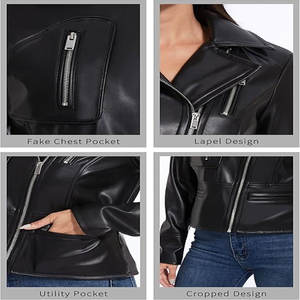 Chaqueta de cuero de cordero negro para hombre a la moda con cuello levantado estilo Vintage abrigo de invierno logotipo frontal cierre de cremallera diseño paquistaní - Product Image 5