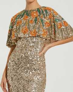 Timeless Sophistication Maxi Chiffon Dress with O-Neckline Embroidery Natural Waistline Elegant Draping for <b>Prom</b> Cocktail <b>Party</b> - Product Image 3