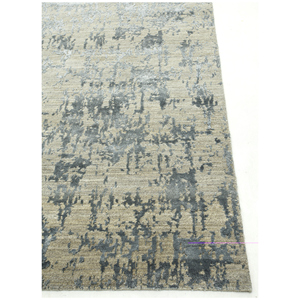 Alfombra Rectangular Kavi Gris y Negra, Tejida a Mano con Lana y Seda de Bambú, Diseño Teoría del Caos, Estilo Boho, para Hogar y Pasillo - Esk-408 - Product Image 4