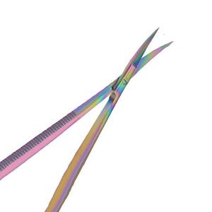 Ciseaux de sécurité à ressort en titane les plus vendus pour les sourcils et les cils, lame en acier inoxydable incurvée, fine et tranchante - Product Image 3