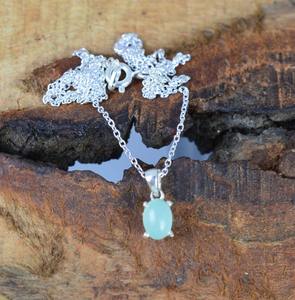 Colgante clásico hecho a mano 925 joyería de plata sólida para mujer 925 plata esterlina Aqua Calcedonia piedra preciosa estilo bohemio colgante - Product Image 3