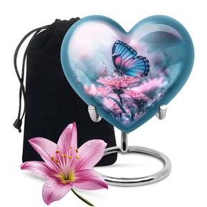 Papillon assis à Flower3 Pouce Urnes-Bleu Mini Urne pour Ashes Pet, - Product Image 1