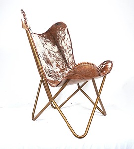 Luxury Butterfly Cowhide Leather <b>Chair</b> <b>for</b> Dining Bedroom Outdoor Foldable Iron Leisure <b>Chair</b> <b>for</b> Living Room Use - Product Image 3