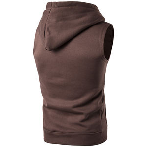 Camiseta con capucha sin mangas de algodón personalizada para hombre, chaleco deportivo con capucha y bolsillo superior para gimnasio - Product Image 6