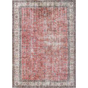 Tapis en laine noué à la main vintage grande surface Pae-2042, motif floral rouge-orange, pour salon, couloir, chambre d'adolescent, rectangulaire - Product Image 1