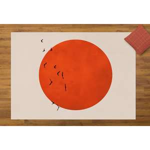 Blood Moon and Birds Printed <b>Rug</b> - Modern <b>Boho</b> Office Dining Room,With Pile Soft <b>Rug</b> - Product Image 4