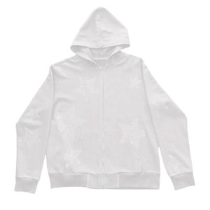 Sudadera con capucha para hombre con detalle de logotipo de diamantes de imitación y aspecto Premium Sudadera con capucha mezclada de algodón brillante para hombre - Product Image 2