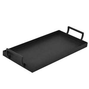 Organizador de tocador Bandeja de servicio decorativa ligera para mesa de comedor, bandeja de metal negro rectangular con asas para uso doméstico - Product Image 1