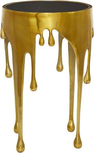 Table d'appoint latérale en métal aluminium Table d'appoint goutte à goutte avec design fondant et dessus en verre ombragé, Table d'appoint 16 "X 16" X 25 ", Or - Product Image 4