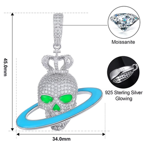 Mode Moissanite crâne croix saturne 925 pendentif en argent Sterling rétro Punk femmes hommes fête Hip Hop bijoux accessoires cadeau - Product Image 5