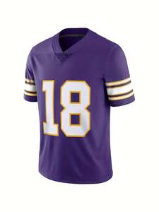 Uniforme de Fútbol Americano de Alta Calidad, Bordado, Talla Grande, Color Morado, Transpirable, para Hombre - Product Image 2