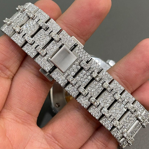 New Moissanite Diamond Hip Hop Watch for Men Full Iced Out VVS Stones Stainless Steel 18K Gold Plated Luxury <b>Wristwatch</b> - Product Image 5