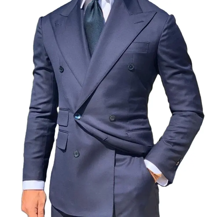 High Quality Mens Formal Suits 2 Pieces Double Breasted Business Suit Slim Fit Blazer Suits Set for Men