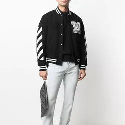 Custom High Quality Baseball <b>Jacket</b> Stitching Chenille <b>Patch</b> Embroidery Stand Collar Letterman Varsity <b>Jacket</b> - Product Image 2