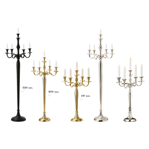 เชิงเทียนโลหะชุบนิกเกิล5แขนสำหรับตกแต่งโต๊ะเชิงเทียนพร้อมชามดอกไม้สำหรับตกแต่งงานแต่งงาน - Product Image 3