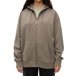 High Quality Custom Plain 100% Cotton Streetwear Fleece Full <b>Zip</b> <b>Hooded</b> Eco-Friendly Women Long Sleeve Winter Warm Slim Fit - Product Image 5
