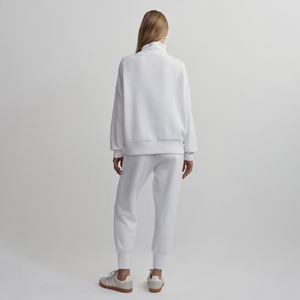 Sweatshirts à demi-fermeture éclair en polaire chaude personnalisée en gros pour les dames vêtements décontractés et d'hiver conception de logo personnalisé technique délavée printemps - Product Image 6