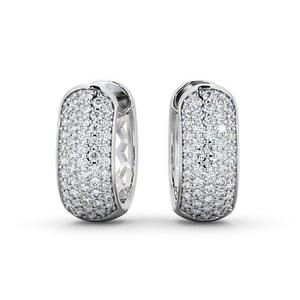 Boucles d'oreilles Huggie en or 18 carats plaqué rhodium avec diamant de laboratoire taillé en coussin 0.40CTW avec accent pavé-Luxira - Product Image 3