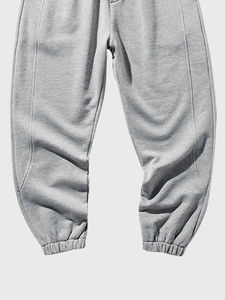 Pantalon de jogging décontracté pour homme, taille mi-haute, en molleton, avec poches obliques et braguette zippée, idéal pour l'automne - Product Image 4