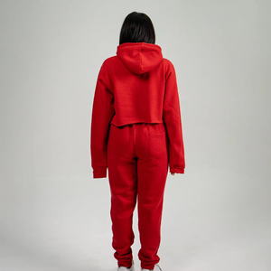 Conjunto de chándal de mujer al por mayor, Top corto de algodón, chándal de mujer con logotipo personalizado, chándal de mujer teñido liso - Product Image 4