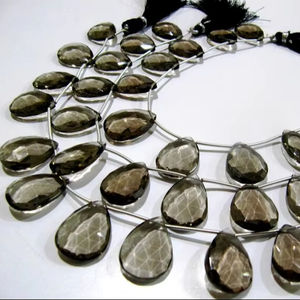 ลูกปัดควอทซ์ไฮโดรคลอริกส์ทรงลูกแพร์สีน้ำตาลอมเทาขนาด15x20มม. ถึง18X25มม. เส้นใย8นิ้ว - Product Image 1