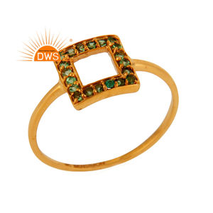 แหวนพลอย tsavorite ธรรมชาติชุบทอง18K แบบล่าสุดแหวนวางซ้อนกันได้เครื่องประดับชั้นดีสำหรับผู้หญิงของขวัญสำหรับผู้หญิง - Product Image 1