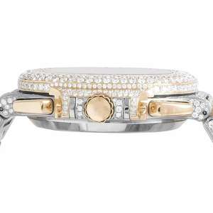 Reloj Mecánico de Dos Tonos de 42 mm, Completamente Engastado con Diamantes de Moissanita, Estilo Hip Hop, Hecho a Mano, con Correa de Cuero, Pantalla Analógica y Esfera de Cristal - Product Image 4