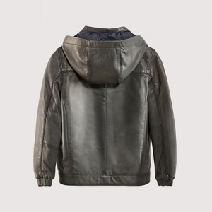 Veste en cuir d'agneau souple coupe classique à couche mince Design de rue élégant Vestes en cuir polyvalentes à capuche - Product Image 4