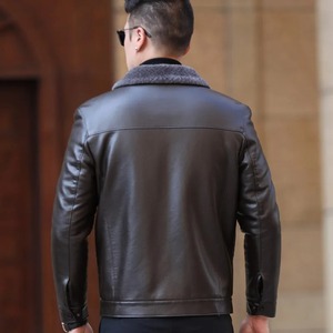 Veste en cuir véritable de mouton à col rabattu imperméable et écologique pour la mode masculine automne/hiver - Product Image 2