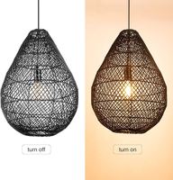 Abat-jour en rotin noir minimaliste tissé à la main suspension lustre fabrication vietnamienne FBA Amazon