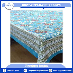 Dernière conception indienne main bloc imprimé bleu jonquilles nappe en coton mariage hôtel restaurant banquet maison pour approvisionnement en vrac - Product Image 4