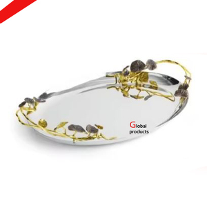 Plateau de service en aluminium en métal fini argent au design gaufré pour restaurant et bar d'hôtel - Product Image 4