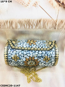 Bolsos de noche hechos a mano con gracia para mujer, monedero de Metal de mosaico de artesanos indios para celebraciones, eventos especiales, arte del hierro - Product Image 2