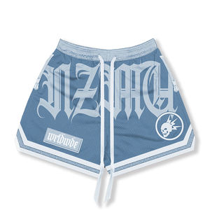 Shorts de basket-ball pour hommes Just Men Don, en maille respirante, coupe athlétique, design en polyester sublimé avec des étoiles bleu marine magiques - Product Image 5