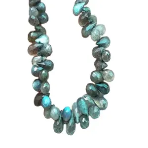 Natural Labradorite Teardrop Shape Faceted Beads Making Beautiful Necklace Blue Fire DIY Jewelry Wholesale